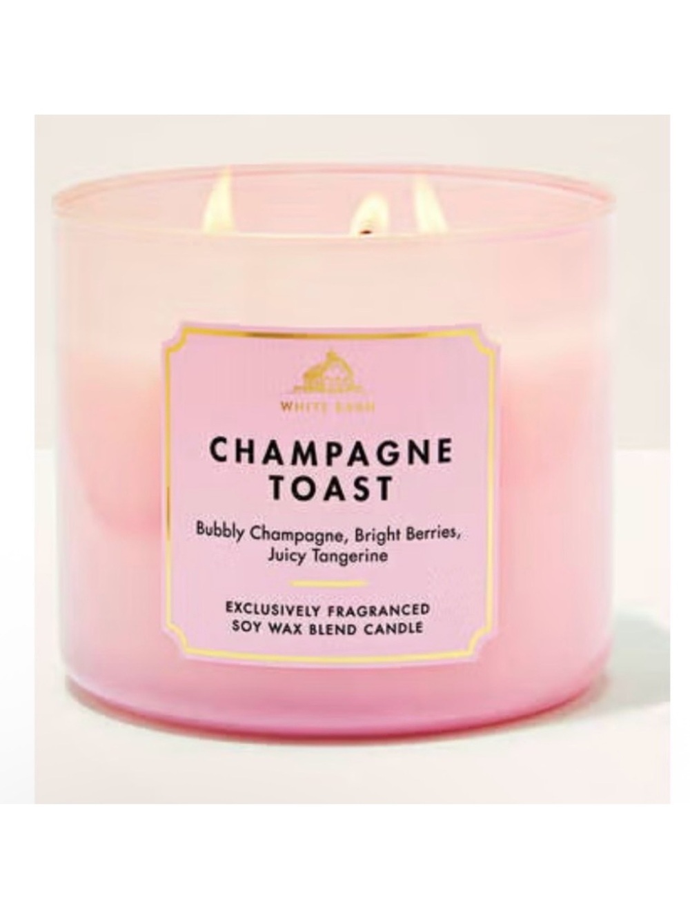 🆕- White Barn- 3- Wick Champagne Toast Blush Candle Jar with Gold Lid